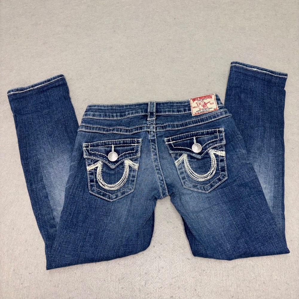True Religion Womens Rainbow Billy Bootcut Jeans Blue Medium Wash Size 26
